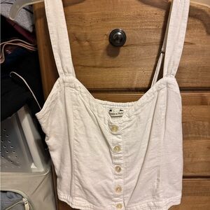 Abercrombie & Fitch Cream Button-Up Tank Top